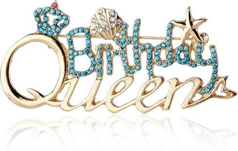 Birthday Brooch Pins for Women, 3x2 Inch Zinc Alloy Letter Brooch Pin Gold Diamond Crown Brooch Birthday Gift for Birthday Party Supplies in Saudi Arabia