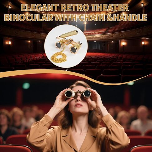 3X25 Opera Glasses for Women with Adjustable Handle & Chain,BK9 Optical Lens, Vintage Compact Mini Theater Binoculars Adults Kids in Opera Musical Concert-White in Kuwait