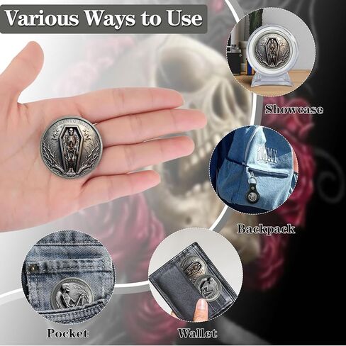 Memento Mori Coin Stoic Coin Blue White Celadon Porcelain Skull Hourglass Memento Vivere Carpe Diem Mortality Amor Fati Medallion Time Commemorative Coin Keepsake Reminder Gifts for Family Friends in Kuwait