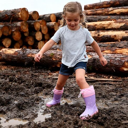 Waterproof Rain Boots for Toddler and Kids - Boys Girls Rubber Rain Boots with Easy on Handles for Outdoor Playing in Saudi Arabia