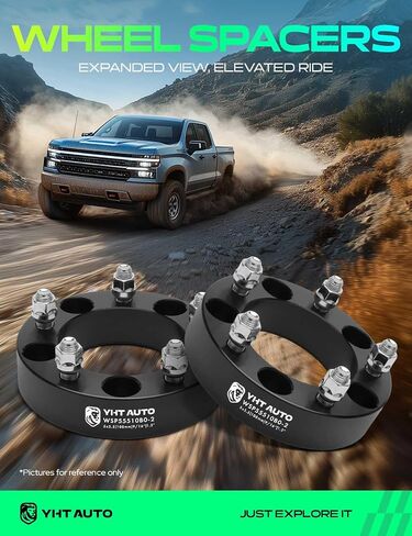 Yhtauto 5x5.5 محور الفواصل العجلة المركزية 1 بوصة متوافقة مع كرايسلر ، دودج ، نماذج ذاكرة الوصول العشوائي ، أسبن ، داكوتا ، دورانغو ، فواصل الإطارات مع 9/16 "و 12.9 الدرجات ، 108 ملم المحور Bore 5 Lug 2pcs أسود in Saudi Arabia