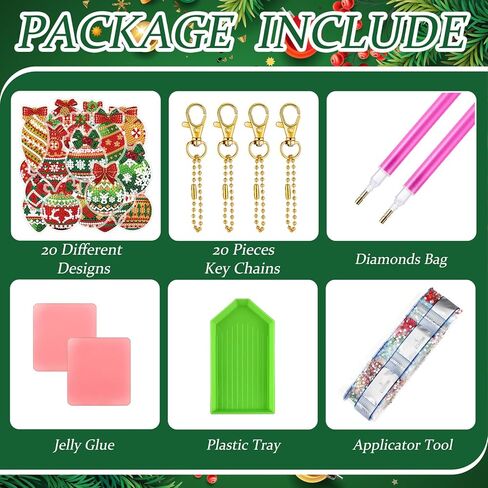 Tondiamo 20 Pcs St. Patrick's Day Diamond Painting Keychains with Tools Green Shamrock Diamond Art Keychain Hanging St. Patrick's Day Party Decorations for Kids DIY Ornaments in Kuwait