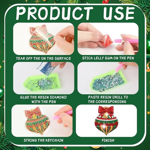 Tondiamo 20 Pcs St. Patrick's Day Diamond Painting Keychains with Tools Green Shamrock Diamond Art Keychain Hanging St. Patrick's Day Party Decorations for Kids DIY Ornaments in Kuwait