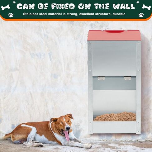 2 Pcs Large Automatic Dog Feeders with Handle Acrylic Panel Galvanized Gravity Feeder Outdoor Hanging for Doggie Breed Dog Food Dispenser Container in Kuwait