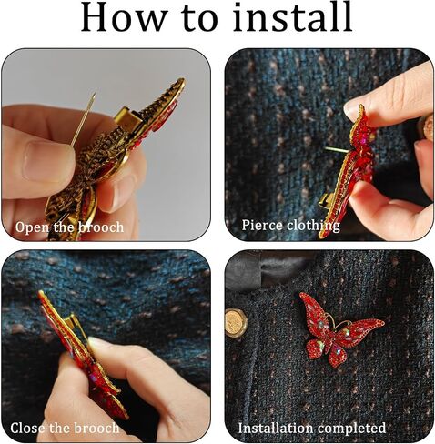 Crystal Rhinestone Butterfly Brooch,Elegant Blue Butterfly Lapel Pins,Fashion Exquisite Blue Crystal Animal Shape Brooches Lapel Pins,Dress Accessories Jewelry Gift for Women Daily Decoration in Saudi Arabia