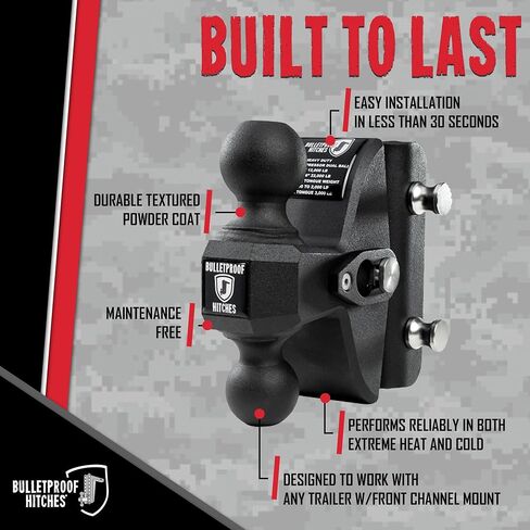 BulletProof Hitches - Extreme Duty Road Suppressor Dual Ball 2" and 2-5/16" - Suspension Hitch Rated to 36,000 lbs - Shock Absorbing Hitch Reduces Vibrations for a Smoother Ride in Saudi Arabia
