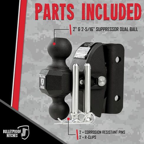 BulletProof Hitches - Extreme Duty Road Suppressor Dual Ball 2" and 2-5/16" - Suspension Hitch Rated to 36,000 lbs - Shock Absorbing Hitch Reduces Vibrations for a Smoother Ride in Saudi Arabia