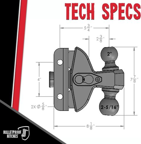 BulletProof Hitches - Extreme Duty Road Suppressor Dual Ball 2" and 2-5/16" - Suspension Hitch Rated to 36,000 lbs - Shock Absorbing Hitch Reduces Vibrations for a Smoother Ride in Saudi Arabia