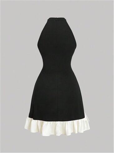 Floerns Women's Cute Bowknot Halter Dress Pearl Beaded Ruffle Hem Party Mini Dresses in Saudi Arabia