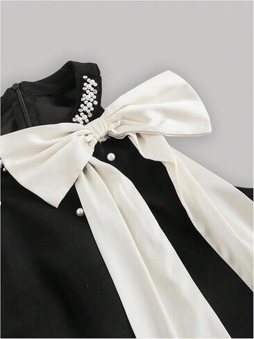 Floerns Women's Cute Bowknot Halter Dress Pearl Beaded Ruffle Hem Party Mini Dresses in Saudi Arabia