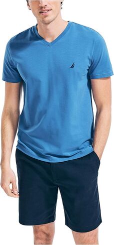 Nautica Men Logo J-Class Logo Solid V-Neck T Shirt ، Zinfandel ، XXL in Saudi Arabia