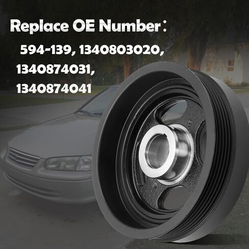 594-140 Engine Harmonic Balancer Pulley Compatible with Toyota Camry 1994-2006, Avalon, Highlander, Solara, Sienna & Lexus ES300, ES330, RX300, RX330, RX400h, DOHC V6 3.0L 3.3L, for# 13408-0A010 in Kuwait