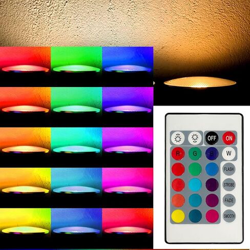 2Pack PAR30S LED Light Bulb, 30W RGB+Warm White LED Flood Light Indoor/Outdoor, Dimmable Color Changing Spotlight with Remote Control, Lawn Lamp for Home Courtyard Christmas Party Decoration in Saudi Arabia