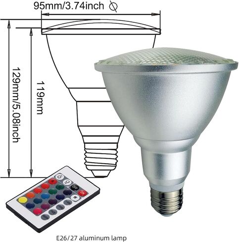 2Pack PAR30S LED Light Bulb, 30W RGB+Warm White LED Flood Light Indoor/Outdoor, Dimmable Color Changing Spotlight with Remote Control, Lawn Lamp for Home Courtyard Christmas Party Decoration in Saudi Arabia