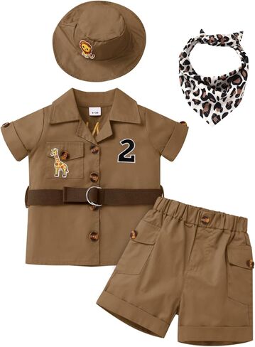 Obeeii Baby Boys Safari Outfit Infant Wild 1st Birthday Photoshoot Shirt Top Shirts Set Animals zoo zoo jungle stomes in Saudi Arabia