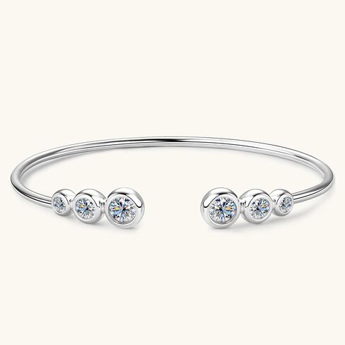 Moissanite Cuff Bangle, 1.8cttw D Color VVS1 Clarity Bracelet fit 7" Below Wrist, 925 Sterling Silver Bangle for Women Wife or Girlfriend Birthday Gifts in Kuwait