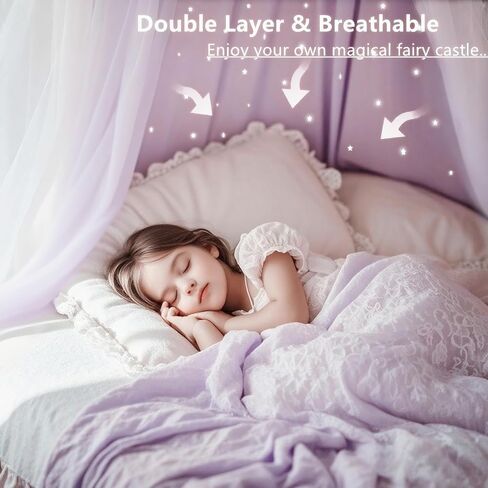 eimilaly princess bed bed canopy للفتيات ، مظلة ذات طبقة مزدوجة مع نجوم قطع ، مظلة أحلام قابلة للتنفس والنسيج الوردي القابل للغسل ، يناسب السرير التوأم/الكامل - خيمة سرير خرافية لديكور غرفة الأطفال ، الوردي in Kuwait