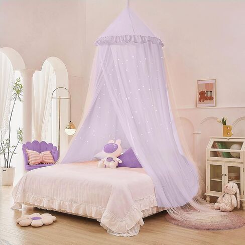 eimilaly princess bed bed canopy للفتيات ، مظلة ذات طبقة مزدوجة مع نجوم قطع ، مظلة أحلام قابلة للتنفس والنسيج الوردي القابل للغسل ، يناسب السرير التوأم/الكامل - خيمة سرير خرافية لديكور غرفة الأطفال ، الوردي in Kuwait