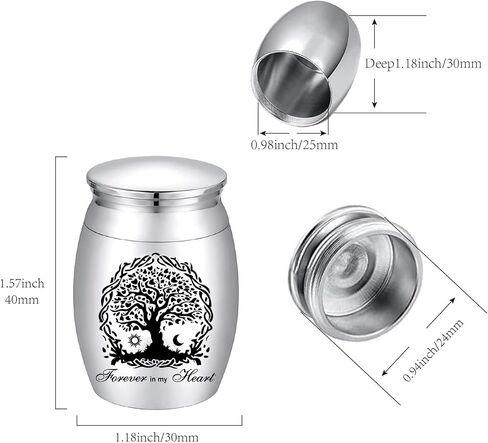 CREATCABIN Small Cremation Urns Brother Ashes Urn Cremains Stainless Steel Mini Sharing Burial Funeral Keepsake Urns for Family Brother Human 1.57 x 1.18Inch-Always on My Mind Forever in My Heart in Kuwait