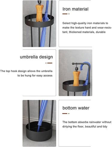 Golden Rust Proof Umbrella Holder, Entrance Drain Umbrella Bucket, Steel Circular Umbrella Holder, Umbrella Storage Rack, Suitable for use in Homes, Offices, Hotel Lobbies （Gold） in Saudi Arabia