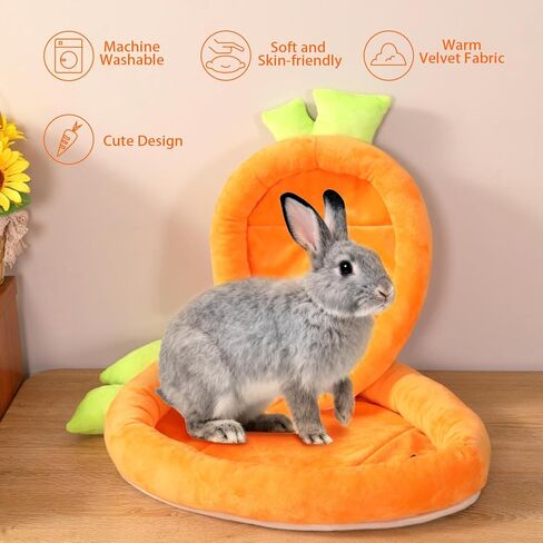 Rabbit Bed,Thick&Soft Bunny Bed with Removable Cushion,Machine Washable and Cozy Rabbit Plush House,Warm Small Animal Sleeping Beds(Green Banana Shape-L) in Kuwait