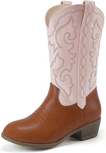 Hehainom Girls Cowboy Cowgirl Boots Boys Toddler Little Big Kids Western Mid Calf Riding Boots in Saudi Arabia