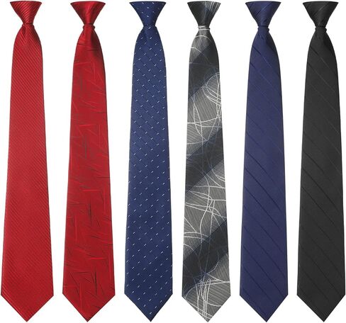 Janmercy 6 Pcs Clip on Tie for Men Clip on Easy Necktie Striped Solid Plaid Dots Mixed Lot Tie for Office School, 20 Inch (Bright Style) in Saudi Arabia
