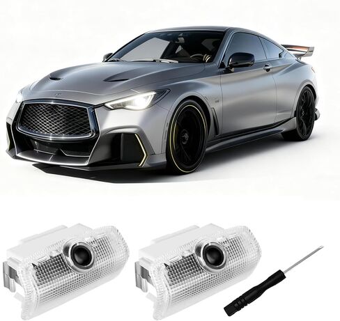 2pcs no fade light light lights logo justo توافق مع QX50/56/00/70/00 ، Q50/60/70 ، G25/37 ، M25/35/37/45/56 ، FX35/37/45/50 ، ex25/35/37. in Kuwait