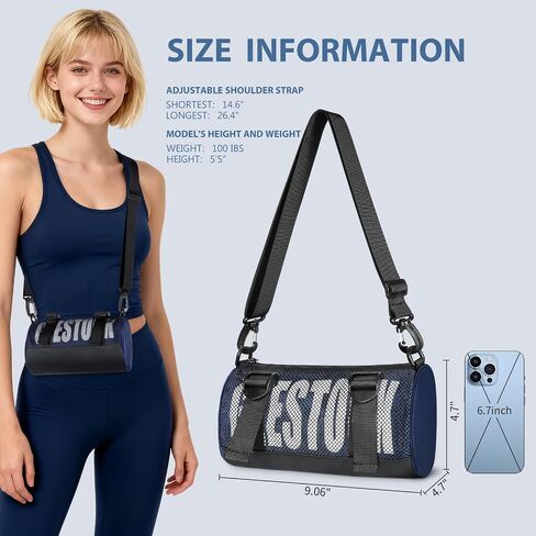 Geestock Mini Duffel Gym Bag for Women & Men, Barrel Crossbody Casual Purse Small Shoulder Bag with Adjustable Strap for Sports, Concert & Daily Use in Saudi Arabia