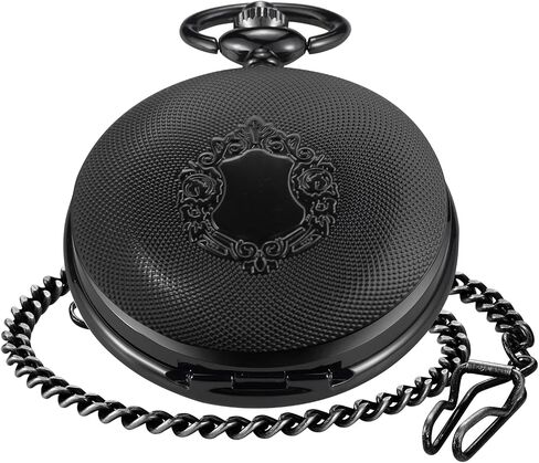 Quartz Movement Black Floral Design Pocket Watch for Men in Saudi Arabia