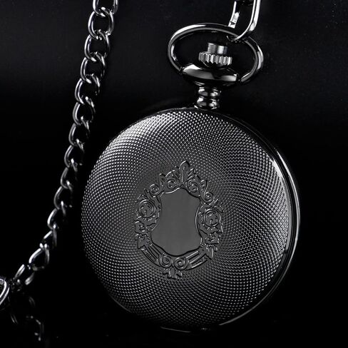 Quartz Movement Black Floral Design Pocket Watch for Men in Saudi Arabia