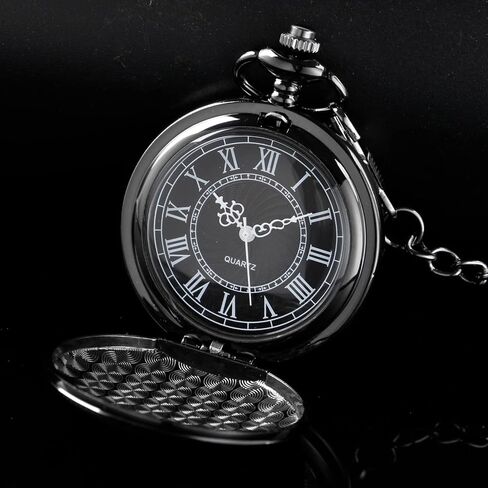 Quartz Movement Black Floral Design Pocket Watch for Men in Saudi Arabia