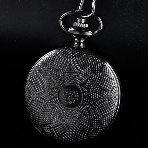 Quartz Movement Black Floral Design Pocket Watch for Men in Saudi Arabia