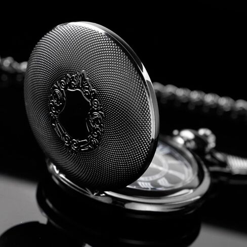 Quartz Movement Black Floral Design Pocket Watch for Men in Saudi Arabia