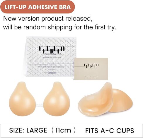 Sticky Push Up Adhesive Bra 2 Pairs, Strapless Backless Invisible Lift, Nipple Covers Silicone Pasties Creme in Kuwait