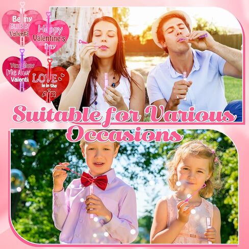 96 Pack Bubble Wands and Exchange Card, Mini Heart Bubble Wands Gifts Bulk for School Classroom Exchange Prizes Party Favor(Colorful) in Kuwait