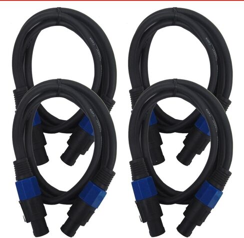 Seismic Audio - TW12S50 (Pack of 4) - 50 Foot Speakon to Speakon PA/DJ Speaker Cable - 2 Conductor - 12 Guage in Kuwait