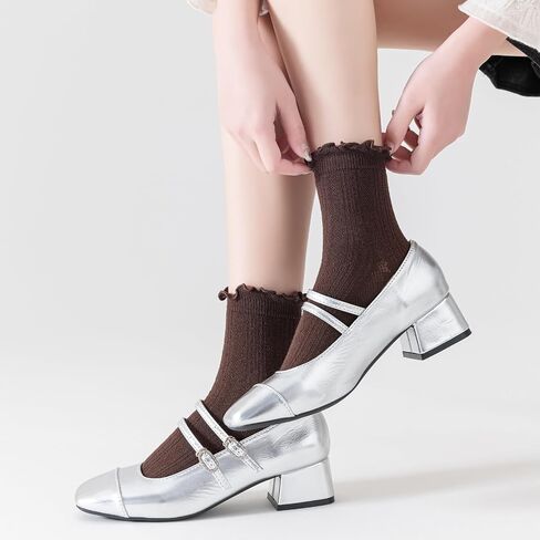 Mcool Mary Womens Ruffle Socks Casual Cotton Frilly Breathable Cute Knit Lettuce Trim Dress Ankle Socks 6 Pack in Saudi Arabia