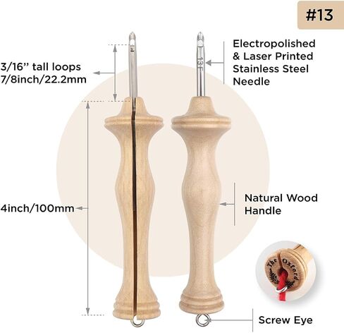The Oxford Punch Needle #8 (1/2 inch Loop) Fine Point Punch Needle | Patented Design | Ergonomic Natural Wood Handle | Electropolished Steel Tip | Ideal for Rug Hooking in Kuwait