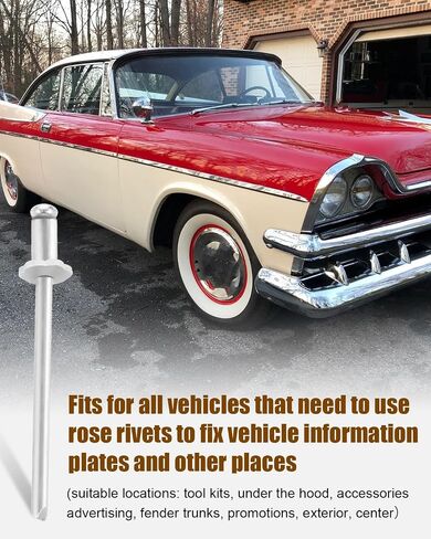 مناسب لـ GM NOS DASH ROSETTE RIVETS Stainless Steel ، Fit for Ford Chrysler AMC VIN DOOR TAG أسود 10pcs in Kuwait