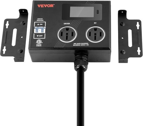 Vevor nema Splitter for Dryer و EV ، مؤشر LED 3 ألوان ، توزيع الطاقة الذكي 240V ، مع NEMA 14-30 قابس ، اثنين من المنافذ NEMA 14-30 ، شاشة 3.4 '' LCD ، الحد الأقصى 27A (مجفف)/24A (EV) ، ETL معتمد in Kuwait
