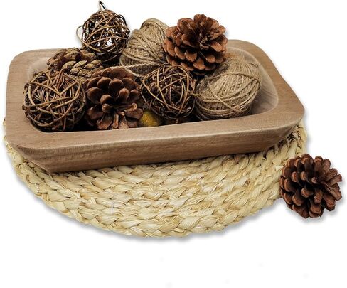 Wooden Dough Bowl Decor, Vintage Wooden Bowl Hand Carved Home Decor for Dining Table Center, Living Room, Kitchen Decor in Saudi Arabia