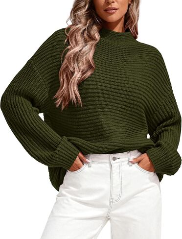 PRETTYGARDEN Womens Sweaters Fall Fashion 2025 Oversized Long Sleeve Mock Neck Chunky Knit Pullover Tops Winter Clothes in Saudi Arabia