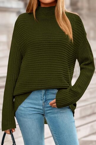 PRETTYGARDEN Womens Sweaters Fall Fashion 2025 Oversized Long Sleeve Mock Neck Chunky Knit Pullover Tops Winter Clothes in Saudi Arabia