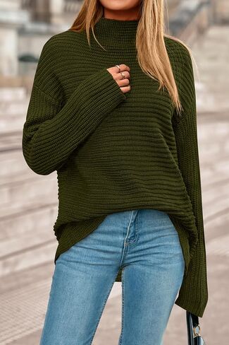 PRETTYGARDEN Womens Sweaters Fall Fashion 2025 Oversized Long Sleeve Mock Neck Chunky Knit Pullover Tops Winter Clothes in Saudi Arabia