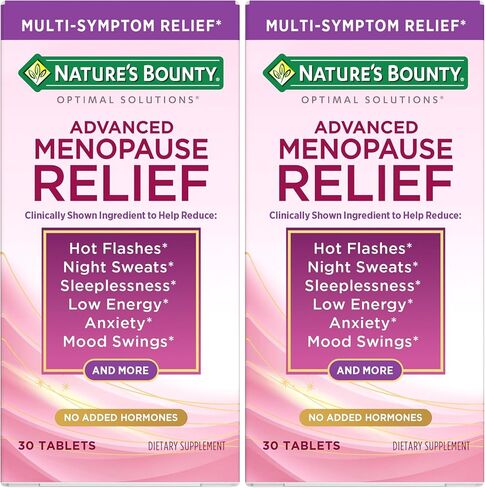 Nature's Bounty Optimal Solutions Advanced Menopause Relief for Menopause Support, Menopause Vitamins for Women, No Added Hormones, Drug-Free, 30 Tablets, 30 Total Servings in Kuwait