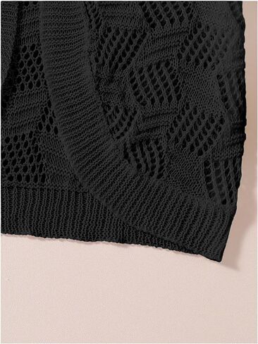 WDIRARA Girl's Open Front Mesh Sheer Cardigan Sweater Short Sleeve Beach Coverup Tops in Saudi Arabia