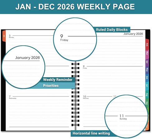 Planner 2025-2026 - Academic Planner 2025-2026, JUL 2025 - JUN 2026, 6.3'' × 8.4'', Weekly & Monthly Planner, Notes, Thick Paper, Twin-wire Binding, Back Pocket in Saudi Arabia