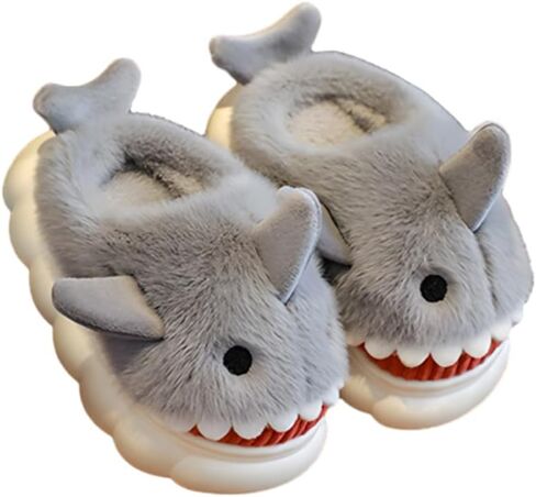 Little Boys Girls Shark Stuffed Slippers,Home Shoes Warm Slipper for Kids, Bedroom Cute Warm Winter Slipper for Childrens.(Little Kid:1~2 or Ages:5~7) in Saudi Arabia