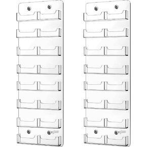 Lincia 2 Pieces Acrylic Business Card Holder Wall Mount Clear Sticker Display Rack Multiple Clear Acrylic Card Organizer Sticker Display Stand Pre Drilled Index Storage in Kuwait